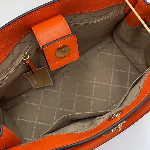 Michael Kors Hamilton Medium Leather Satchel Poppy  color - Picture 10 of 16